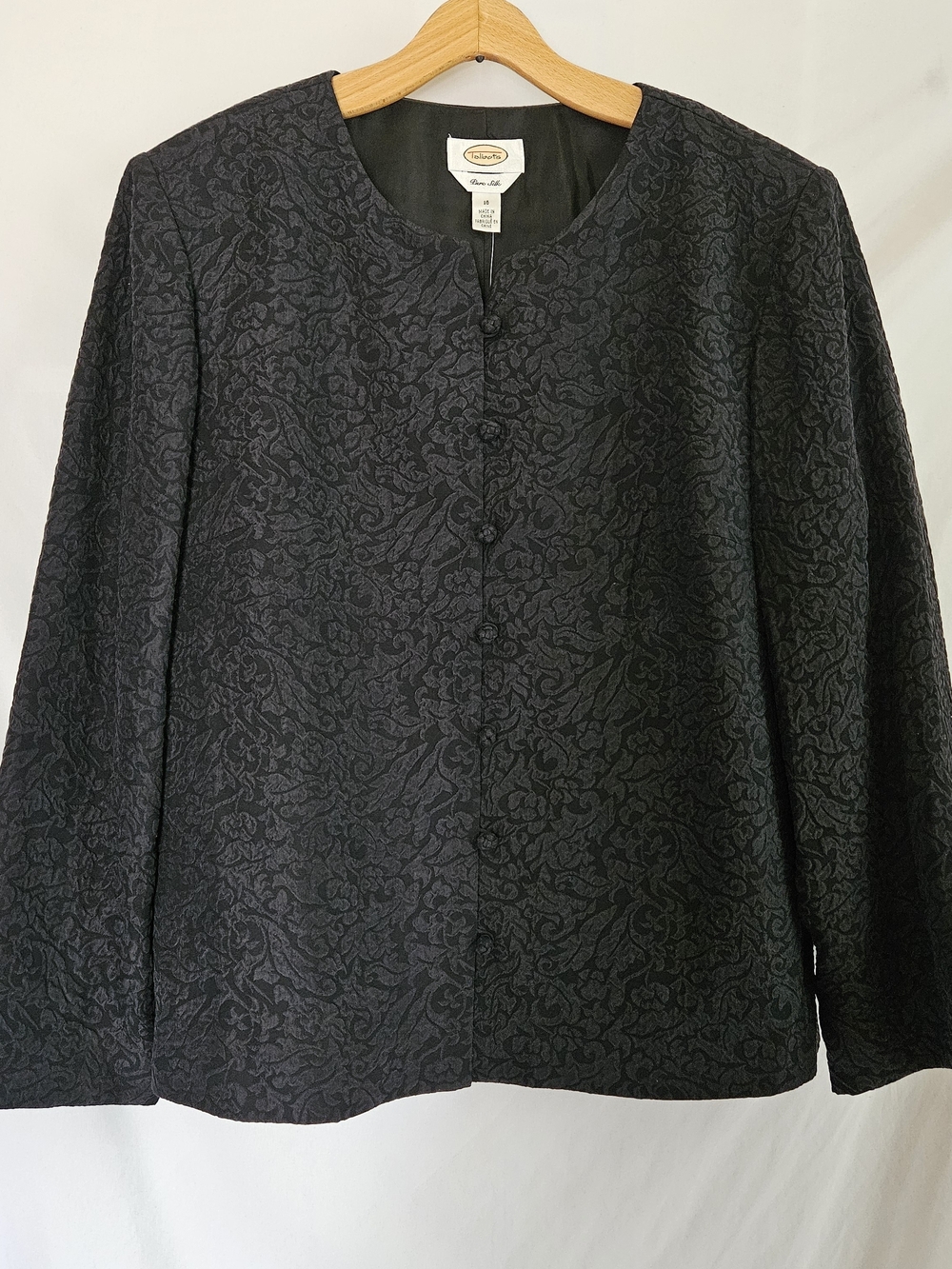 Talbots Silk Jacquard Jacket Womens 16 NWOT Black Quiet Luxury Old Money